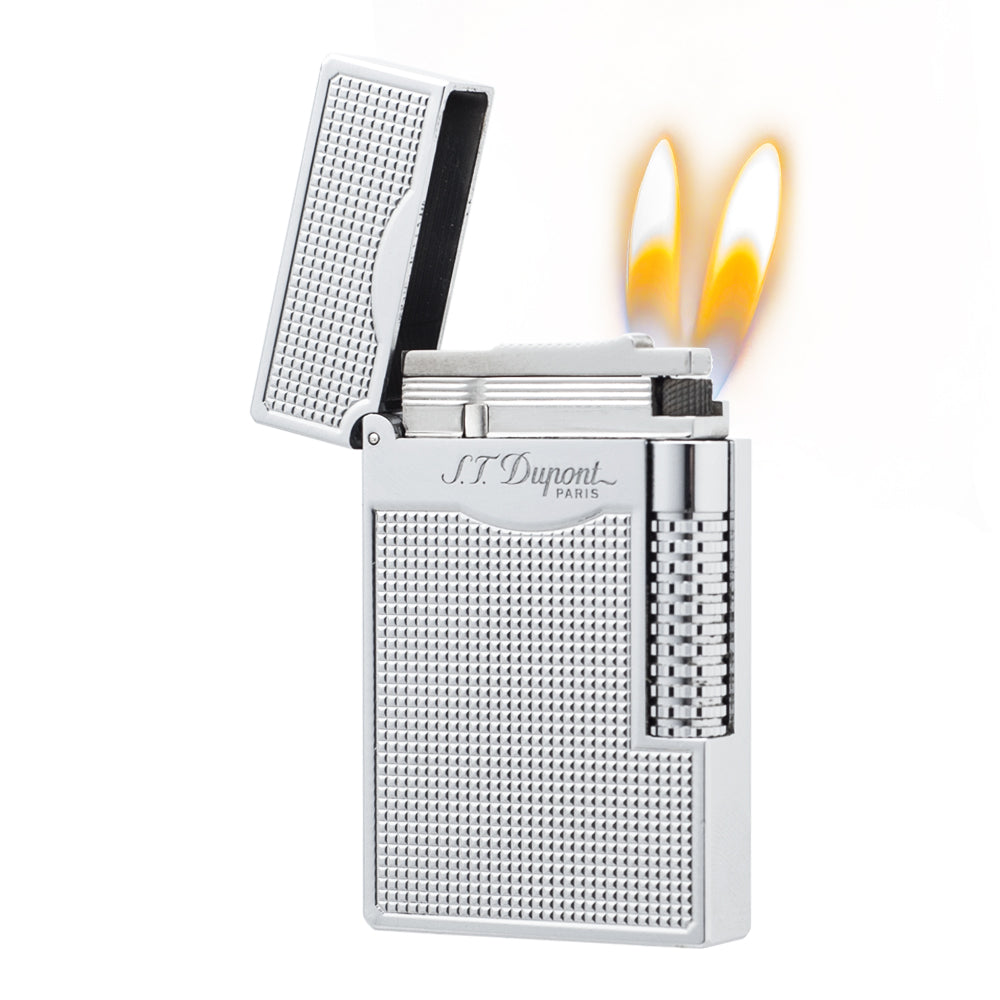 Double Flames Lattice Dupont Lighter Brass #304