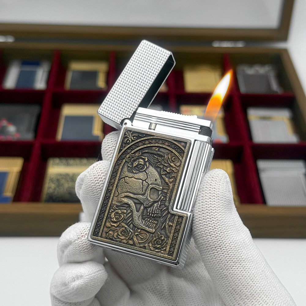 S.T. Dupont Limited Skull Lighter with Floral Relief#204