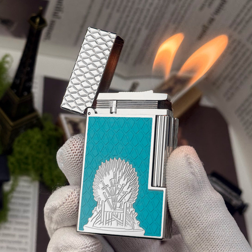 Double Flames S.T. Dupont Ligne 2 Game of Thrones Lighter – Fire Orange with Dragon Scale Design #196