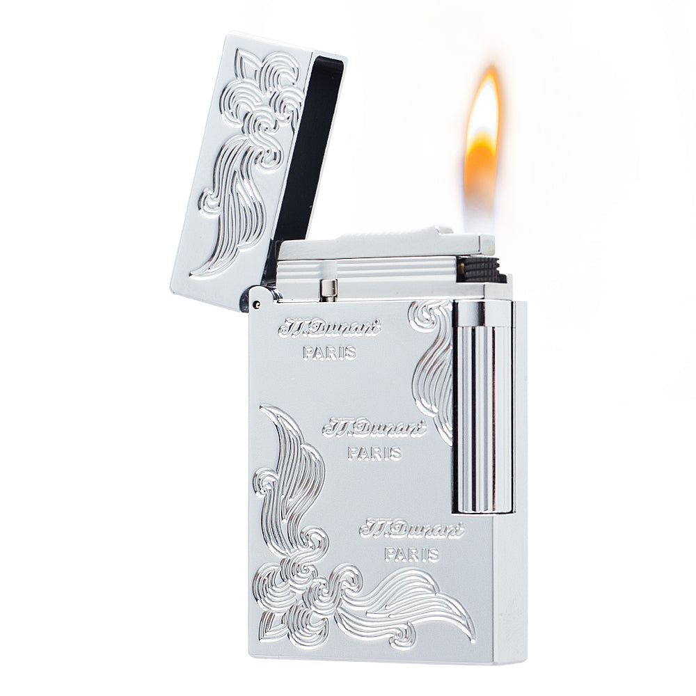 JT Dunant Lighter Three Lines Flowers Engraved #001