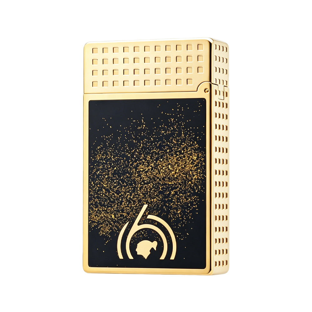 S.T. Dupont Black & Gold Geometric Prestige Lighter – Exclusive Torch Flame Only #655
