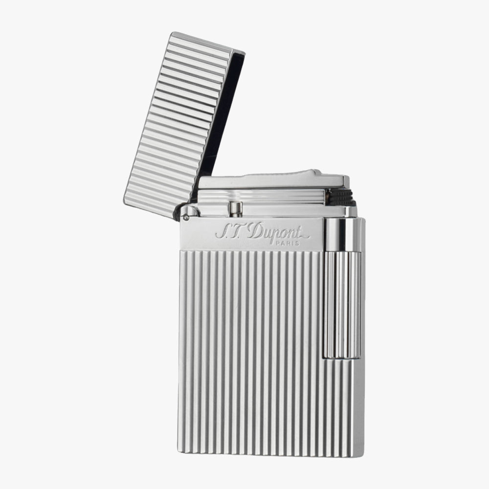 Dupont Vertical Stripes Gold Silver Soft Flame Lighter #002