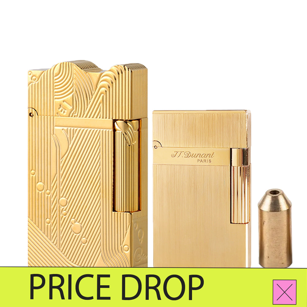 Gold Bundled: Sanji Lighter and Brushed Metal Lighter with Gas Adapter