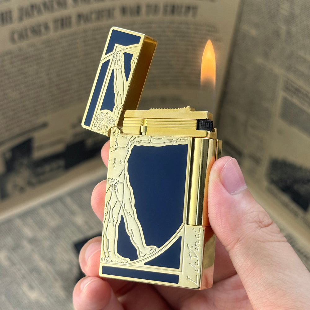 Da Vinci Mann Muster ST Dupont Feuerzeug #080 GANZ GOLD