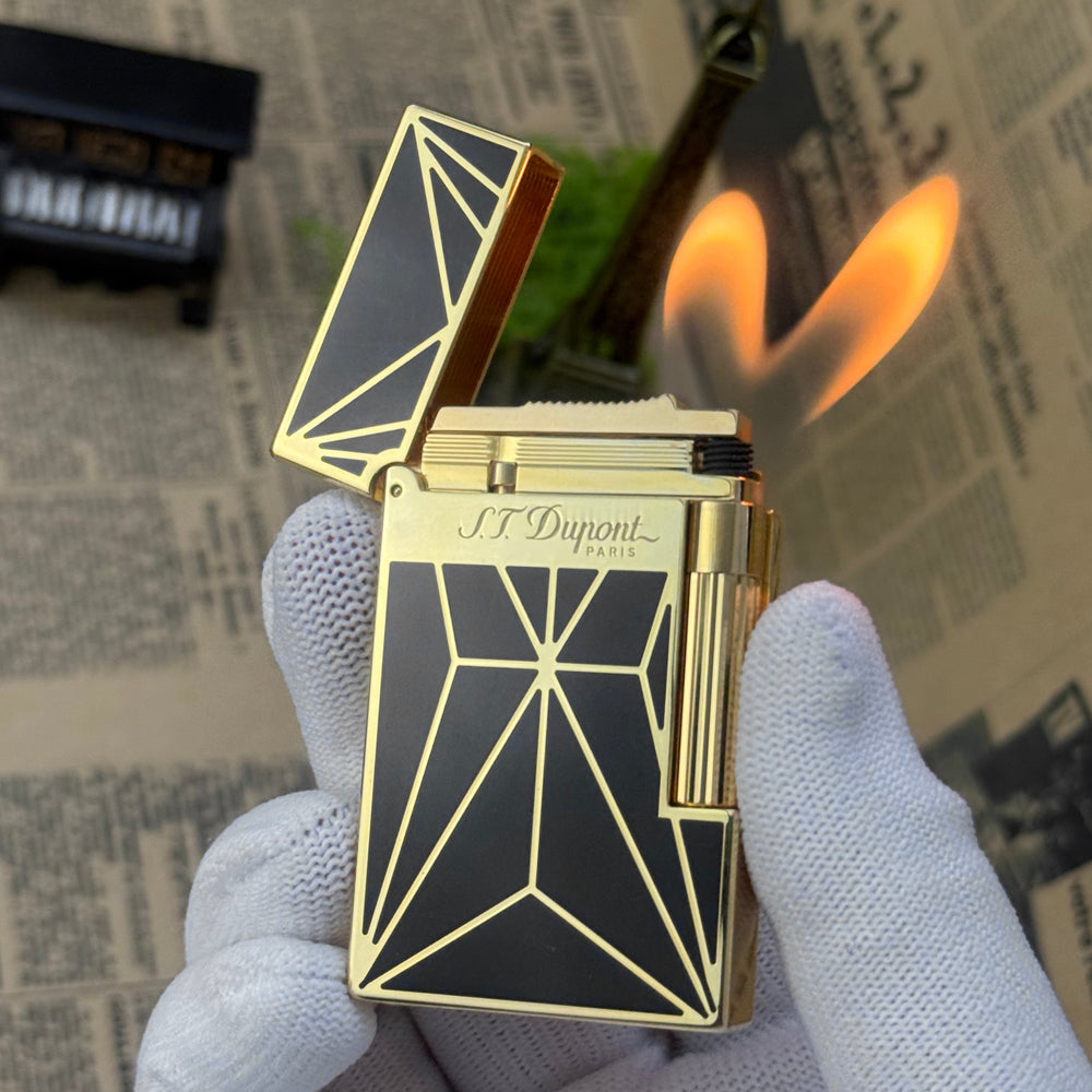Double Flame ST Dupont Biggy Black Fire X Lighter #174