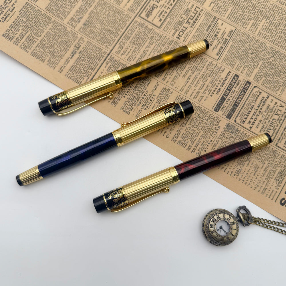 Luxury Vintage Rollerball Pen with Gold Cap