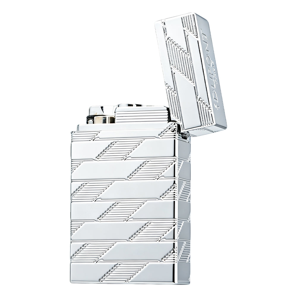 Dupont L2 Monogram Guilloche Silver Switchable Dual Flame Lighter #604