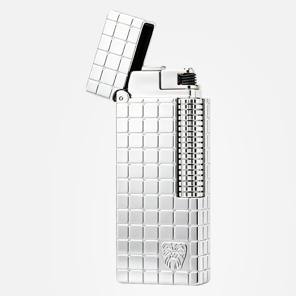 Dunh Gold Silver Square Grid Soft Flame Lighter #007