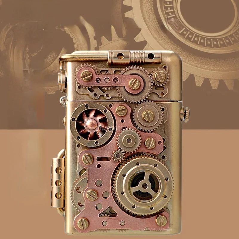 Zorro Steampunk Lighter Gear Linkage Mechanical Creative Pure Copper Kerosene Lighter