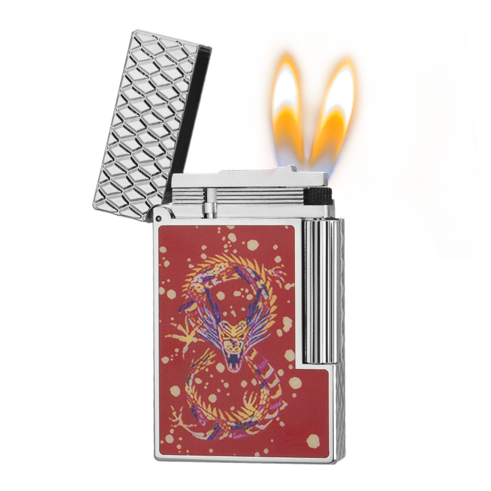Double Flame S.T. Dupont Line 2 Year of the Loong Red Lighter #183