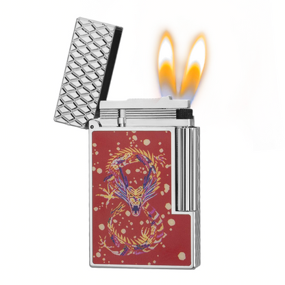Double Flame S.T. Dupont Line 2 Year of the Loong Red Lighter #183