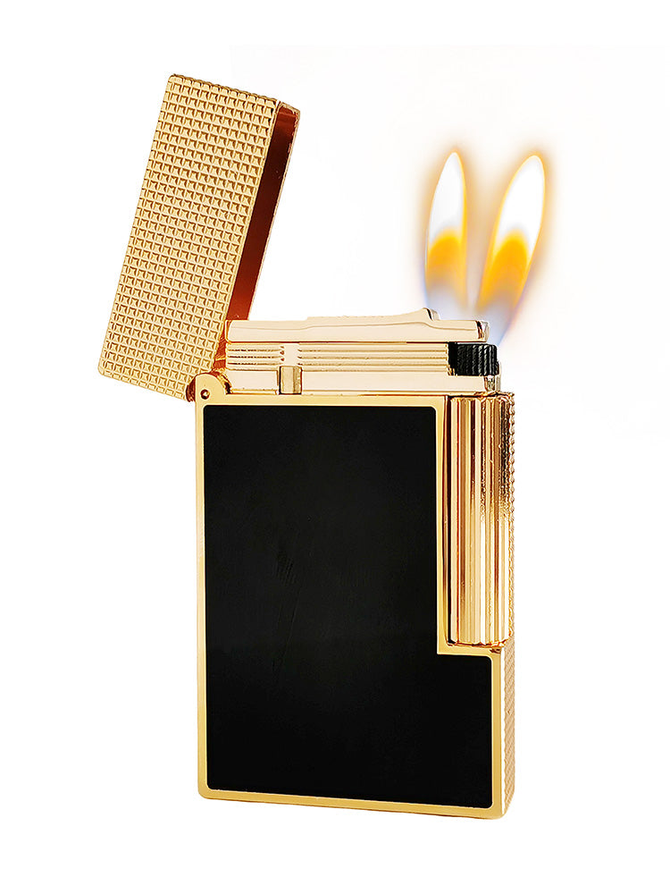 Double Flame New Lattice Engraving Metal Gas Lighter Dupont L2 Lacque#115