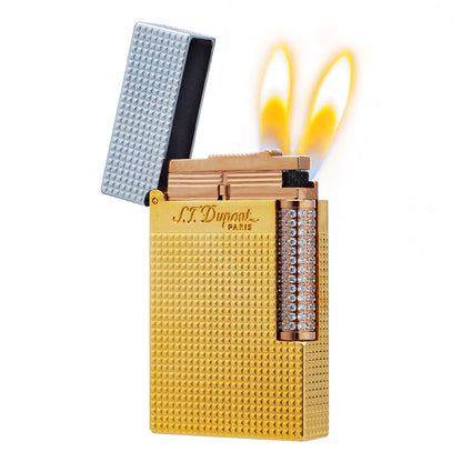 Double Flames S.T. Dupont Lighter Ligne 2 150th Anniversary Limited  with Fully Diamond-set Roller#111