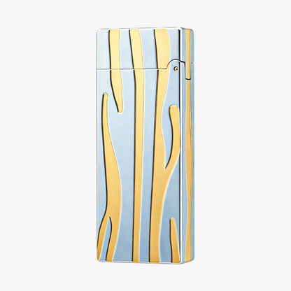 Dunh Two-Tone Gold & Silver Flowing Inlay Pattern Soft Flame Lighter #003