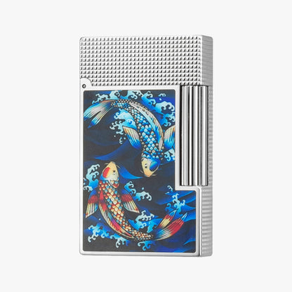 Dupont L2 Koi Fish Gold Silver Single & Double Flame Lighter #179