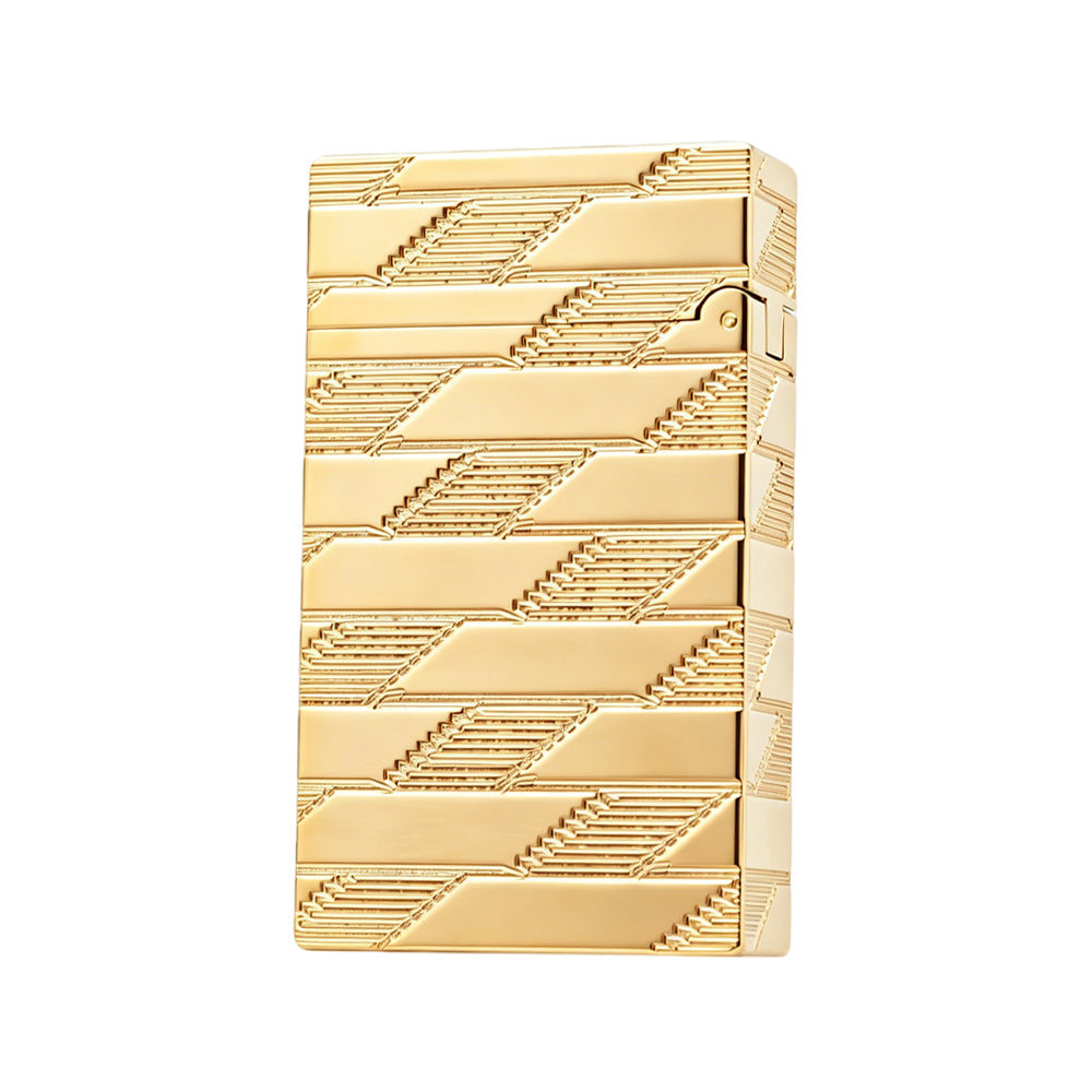 S.T. Dupont Ligne 2 Luxury Monogram Guilloche Gold Luxury Torch Flame & Double Flame Lighter#604