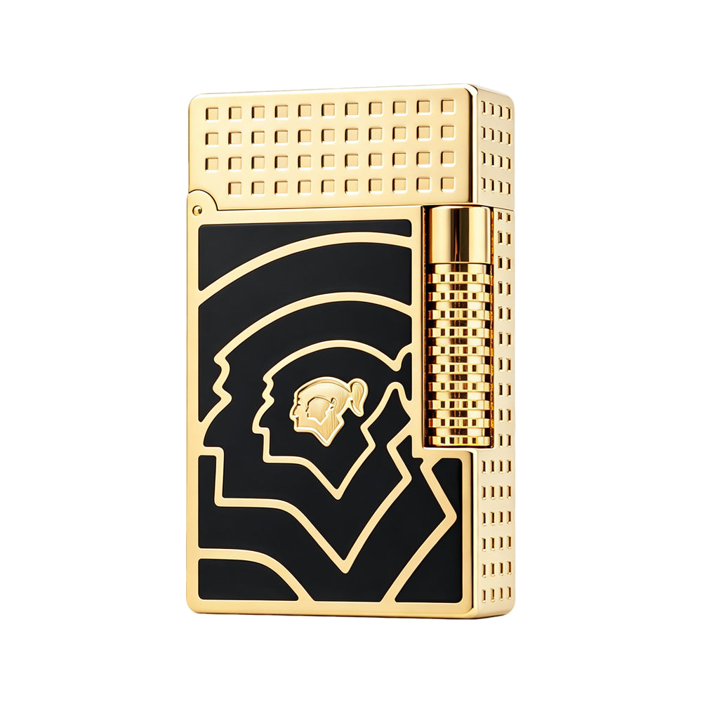 S.T. Dupont Black & Gold Geometric Prestige Lighter – Exclusive Torch Flame Only #655