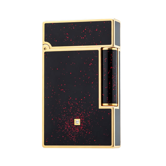 Double Flame Dupont Ligne 2 Gold Dust Black Lacquer Luxury Lighter#227
