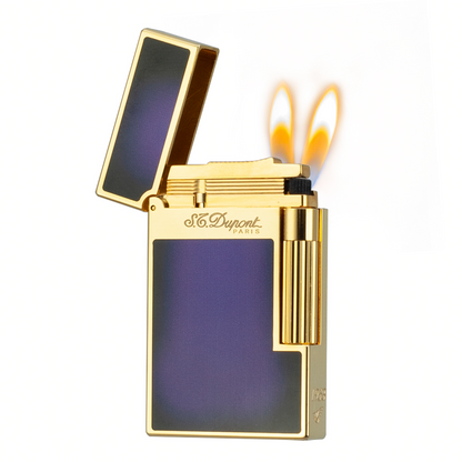 Double Flame S.T. Dupont Atelier Ligne 2 Purple-Black Chinese Lacquer Lighter#088
