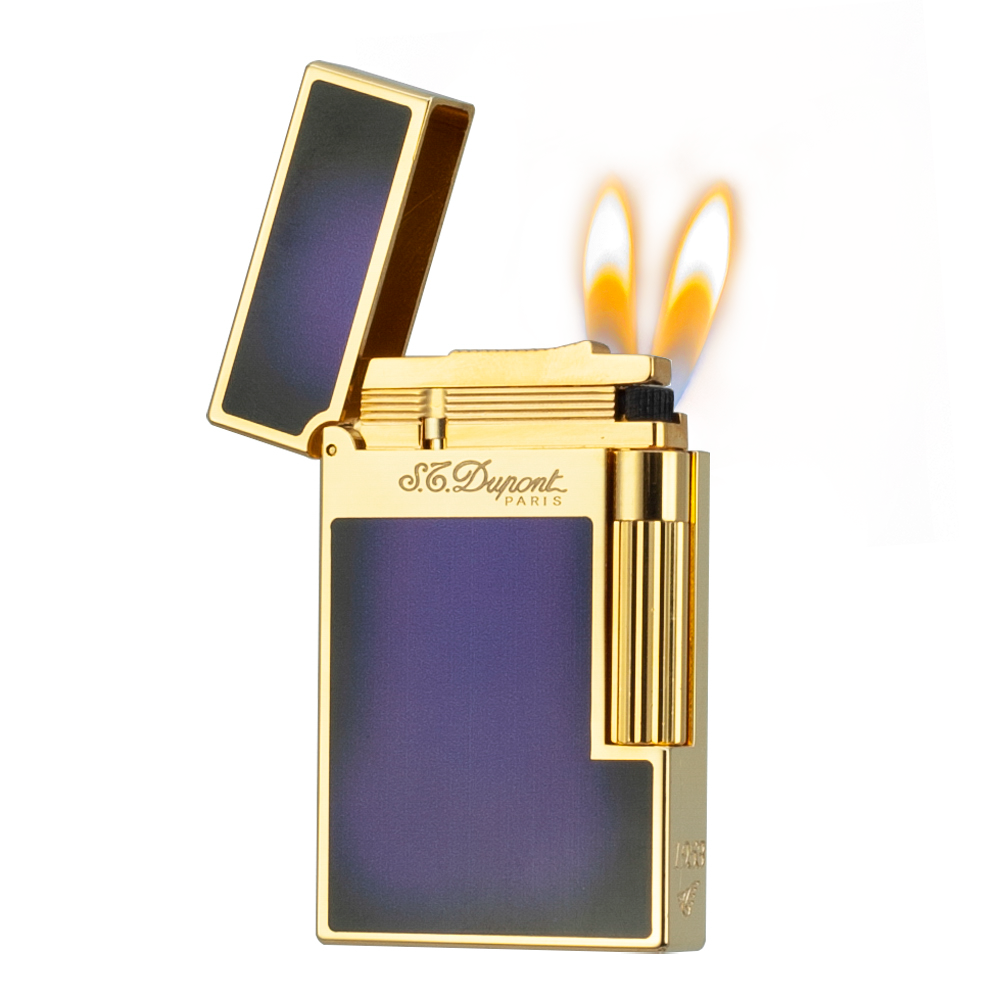 Double Flame S.T. Dupont  Ligne 2 Atelier Purple-Black Chinese Lacquer Lighter#088