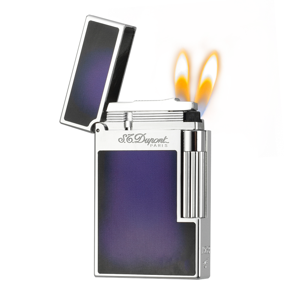 Double Flame S.T. Dupont  Ligne 2 Atelier Purple-Black Chinese Lacquer Lighter#088