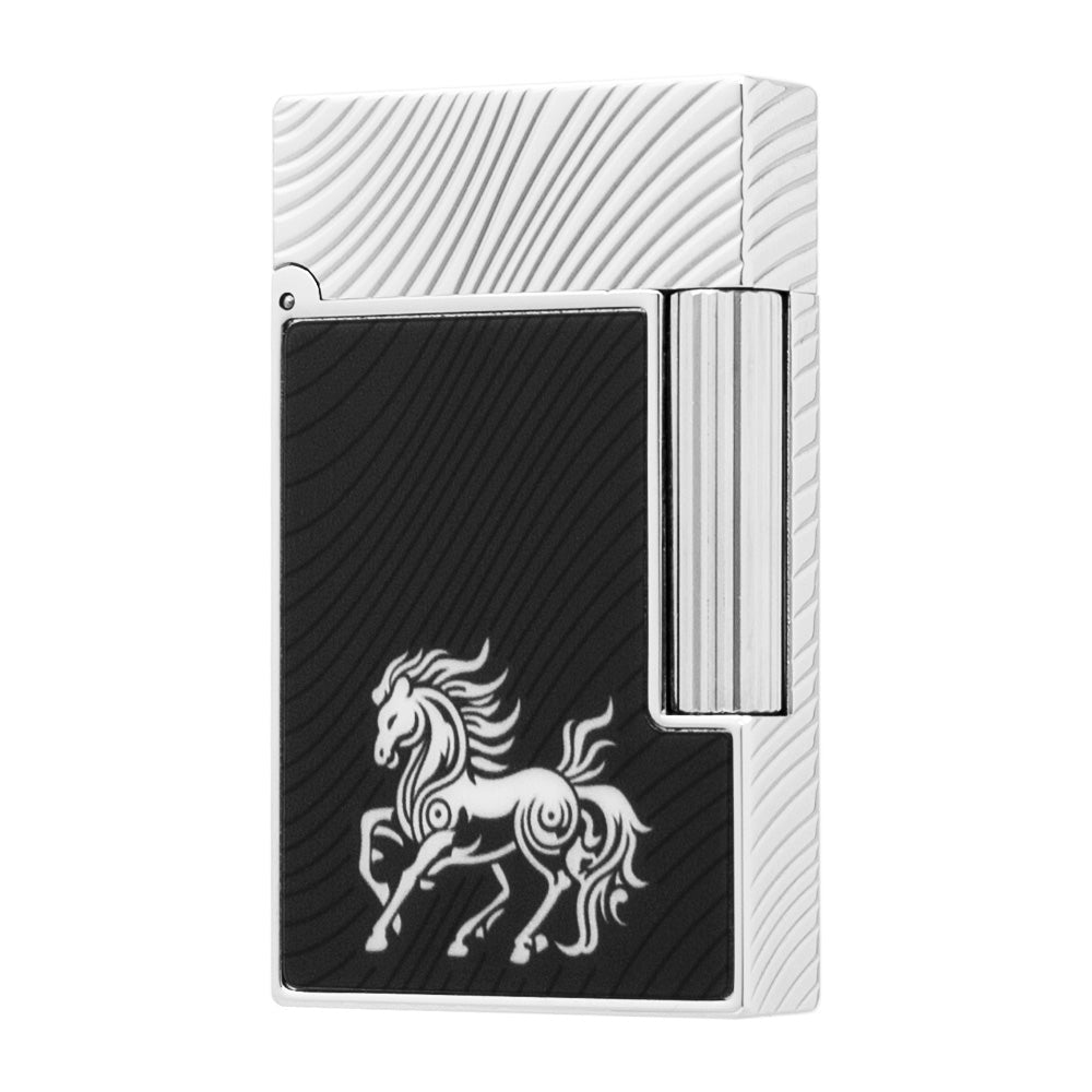 Double Flame S.T. Dupont Ligne 2 Horse mane guilloche Lighter#217