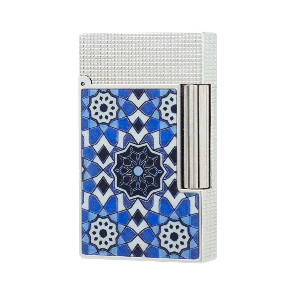 Double Flame S.T. Dupont Ligne 2 Alhambra Collection Blue Mosaic Lighter#222