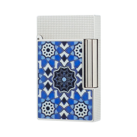 Double Flame S.T. Dupont Ligne 2 Alhambra Collection Blue Mosaic Lighter#222