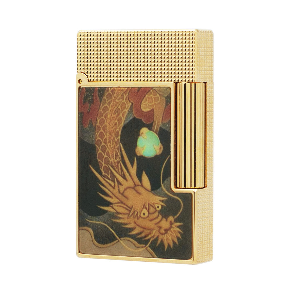 Double Flame S.T. Dupont Ligne 2 Maki-e Dragon Lacquered Lighter#219