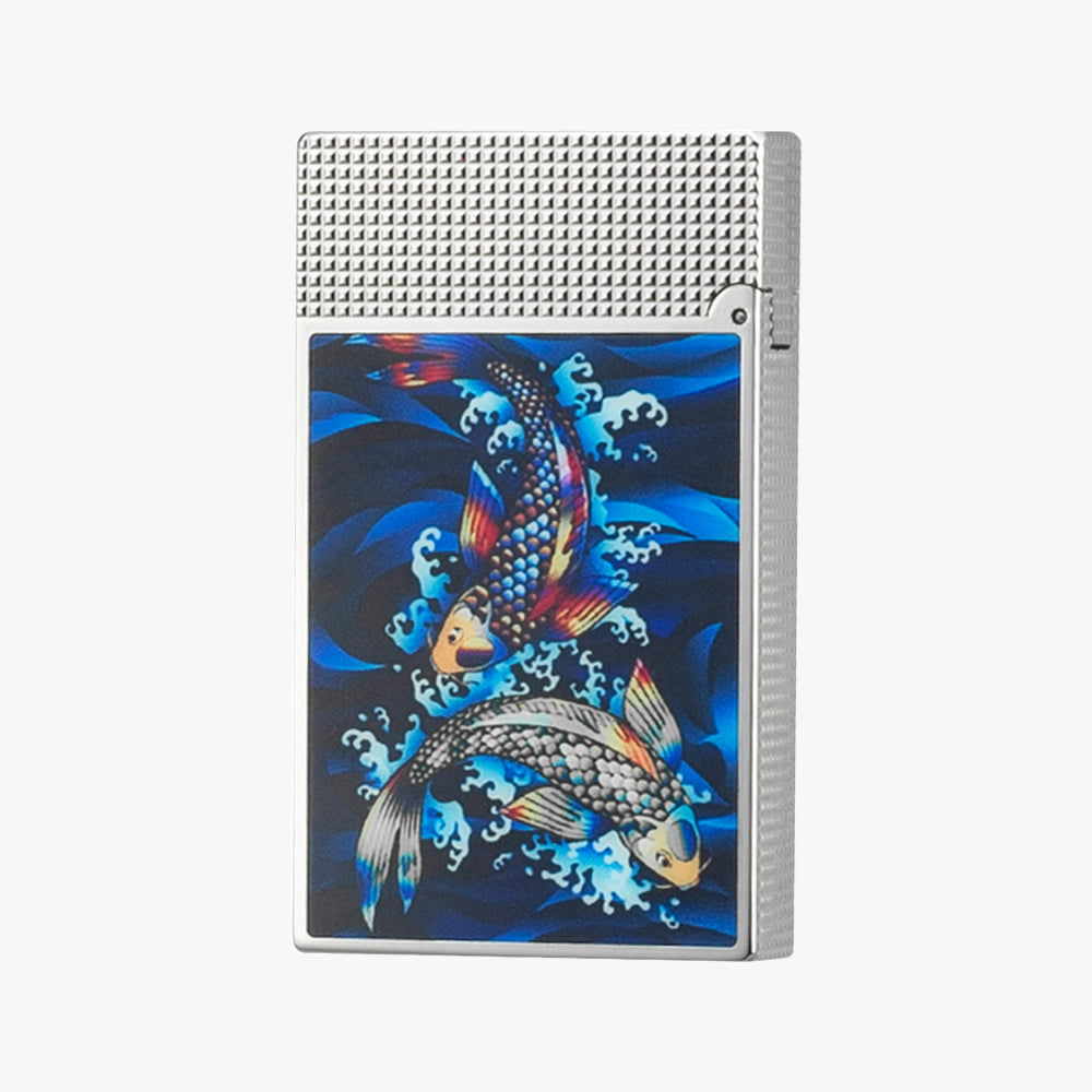 Dupont L2 Koi Fish Gold Silver Single & Double Flame Lighter #179