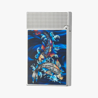 Dupont L2 Koi Fish Gold Silver Single & Double Flame Lighter #179