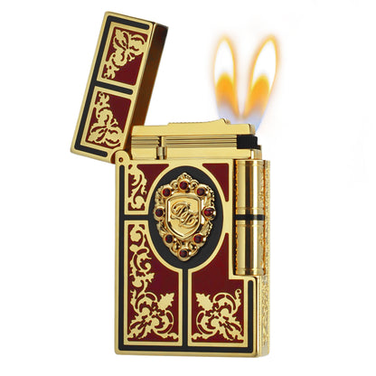Double Flame S.T. Dupont Ligne 2 Second Empire Ruby Vintage Lighter#210