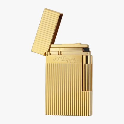 Dupont Vertical Stripes Gold Silver Soft Flame Lighter #002