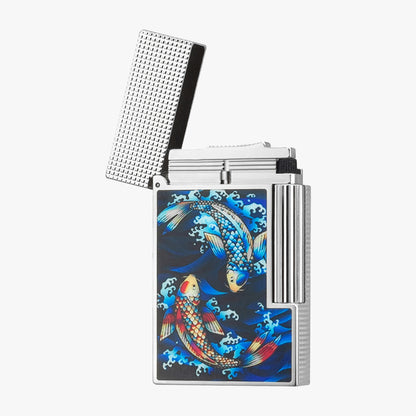 Dupont L2 Koi Fish Gold Silver Single & Double Flame Lighter #179