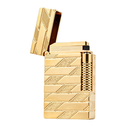 S.T. Dupont Ligne 2 Luxury Monogram Guilloche Gold Luxury Torch Flame & Double Flame Lighter#604
