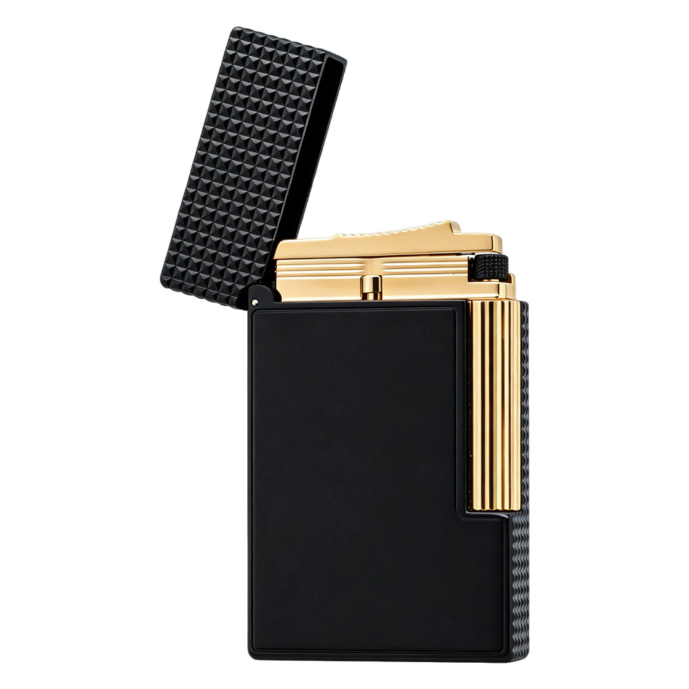 Dupont Diamond Head Matte Black Double Flame Lighter #258