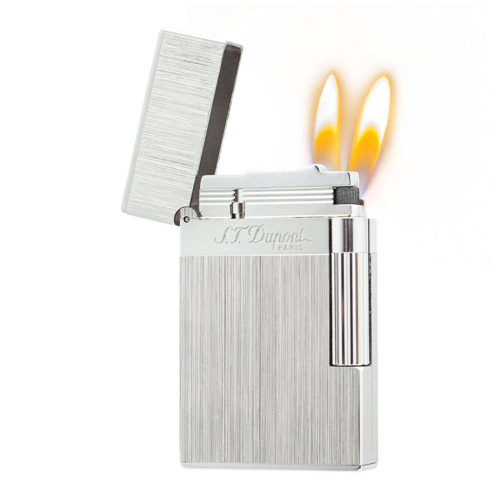 Double Flames Brushed Metal Dupont Gas Lighter #301