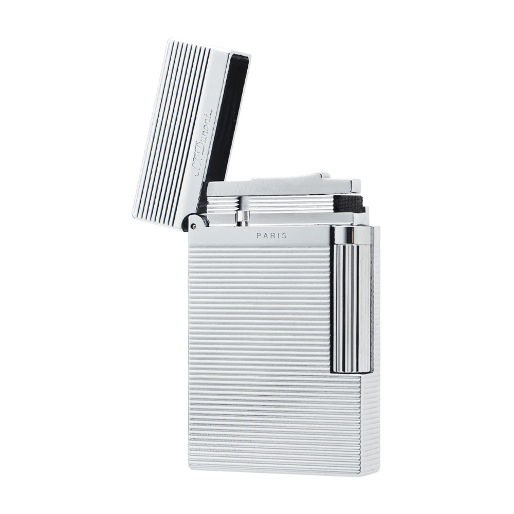 Horizontal Stripes Metal ST Dupont Ligne 2 Lighter #010 Silver