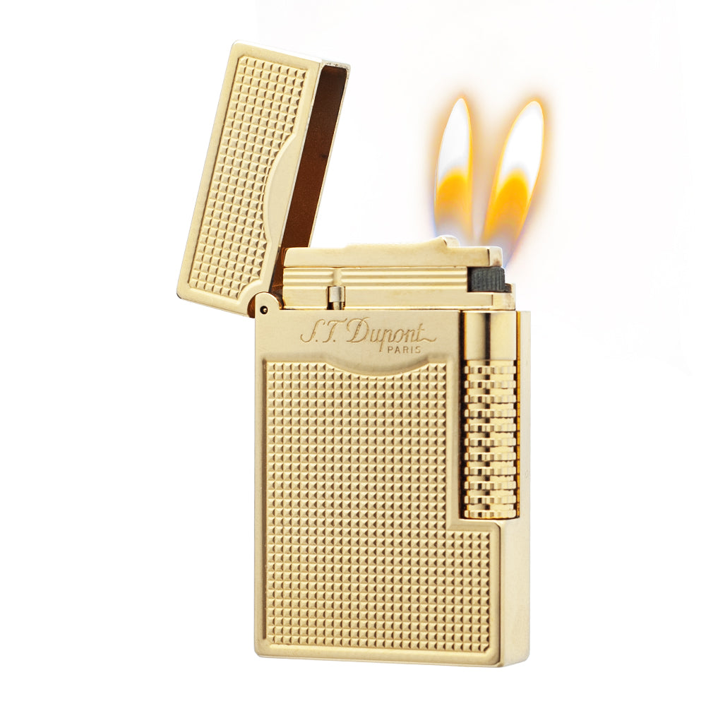 Double Flames Lattice Dupont Lighter Brass #304