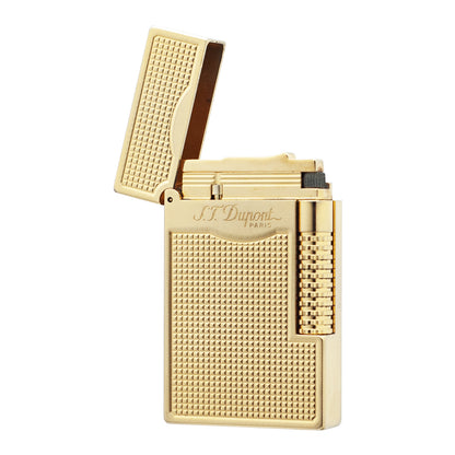 Double Flames Lattice Dupont Lighter Brass #304