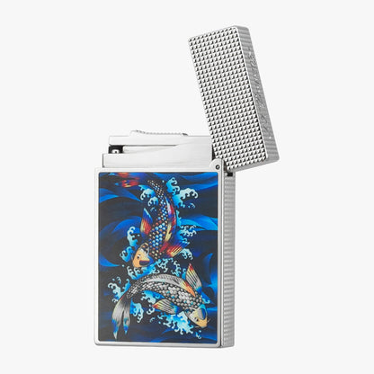 Dupont L2 Koi Fish Gold Silver Single & Double Flame Lighter #179