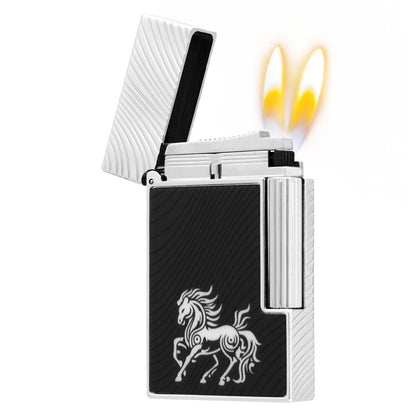 Double Flame S.T. Dupont Ligne 2 Horse mane guilloche Lighter#217