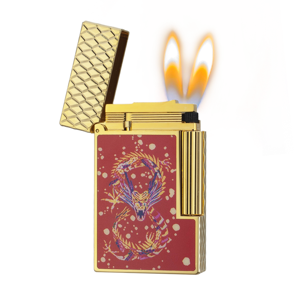 Double Flame S.T. Dupont Line 2 Year of the Loong Red Lighter #183