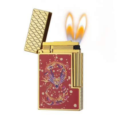 Double Flame S.T. Dupont Line 2 Year of the Loong Red Lighter #183