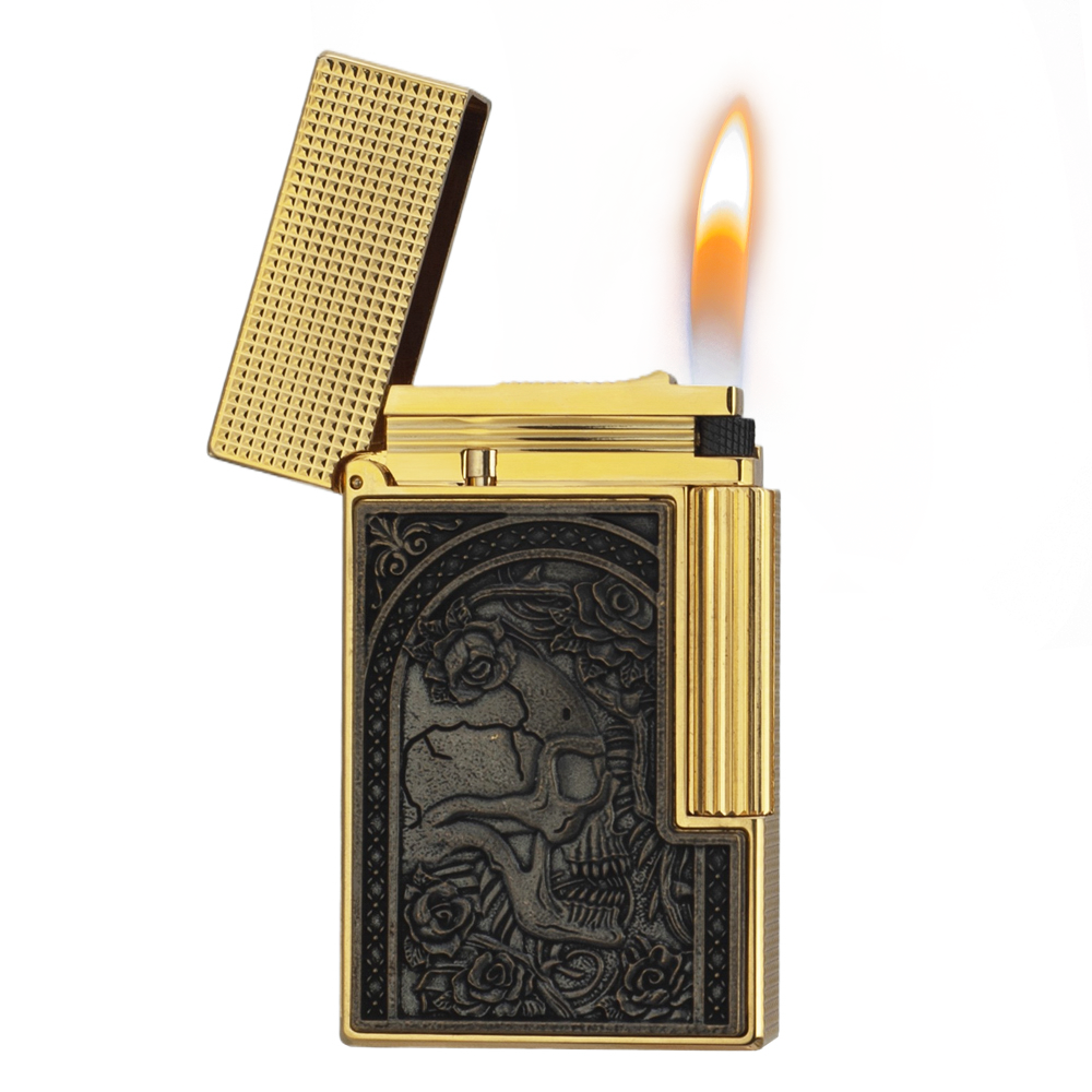 S.T. Dupont Limited Skull Lighter with Floral Relief#204