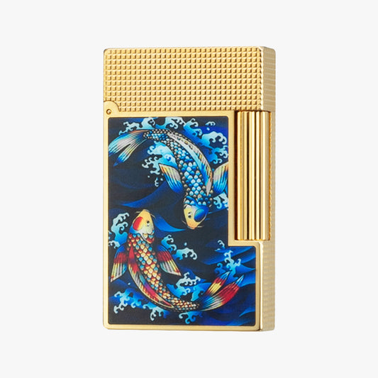Dupont L2 Koi Fish Gold Silver Single & Double Flame Lighter #179