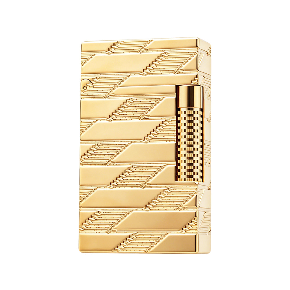 S.T. Dupont Ligne 2 Luxury Monogram Guilloche Gold Luxury Torch Flame & Double Flame Lighter#604