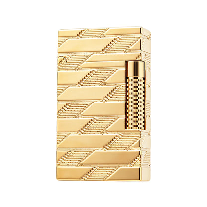 S.T. Dupont Ligne 2 Luxury Monogram Guilloche Gold Luxury Torch Flame & Double Flame Lighter#604