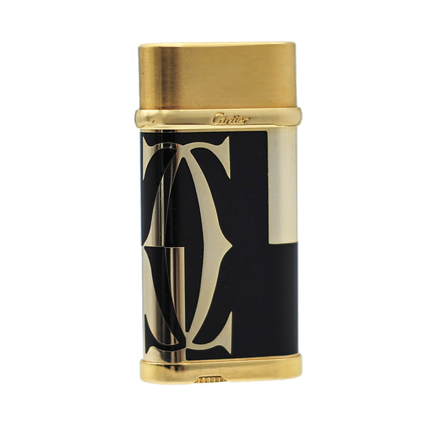 Cartier LOGOTYPE MOTIF Cigarette Lighter Black Lacquer Pink Gold #003