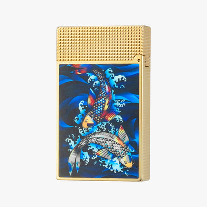 Dupont L2 Koi Fish Gold Silver Single & Double Flame Lighter #179